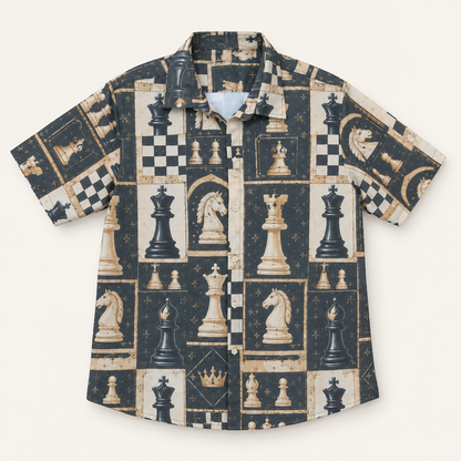 Trendy Chess Pieces Graphic Rayon Shirt - Pre Order